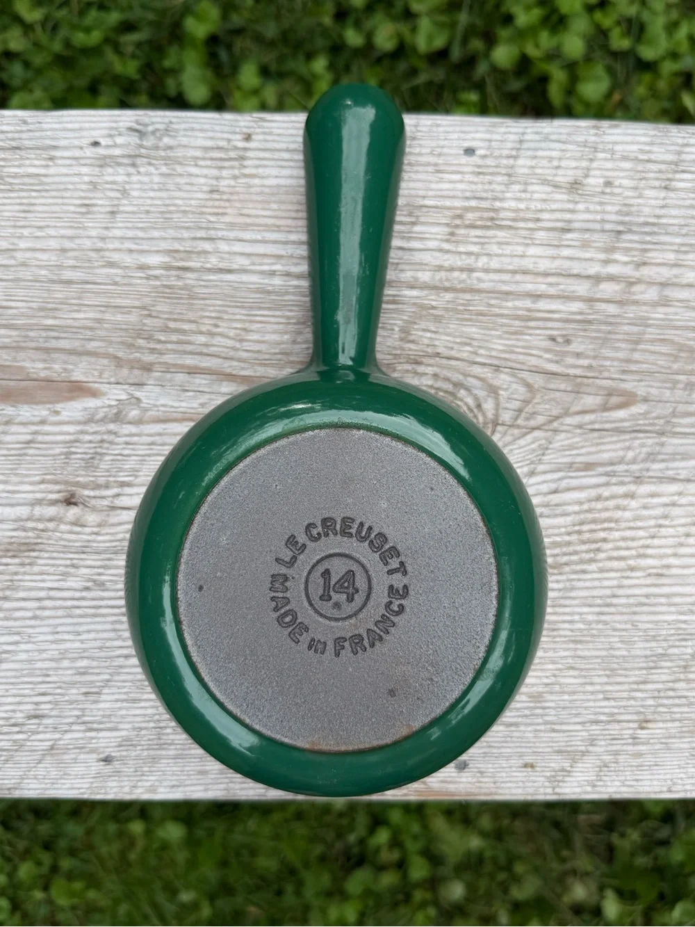Vintage Hunter Green Le Creuset #14 Enamel Pan